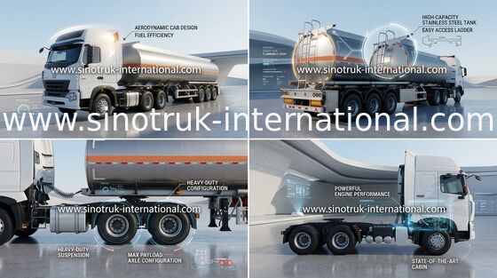 Large Capacity Diesel Semi Trailer Fuel Tanker Truck Tri - Axle 50 - 80 Tons