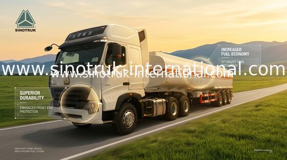 #50 / #90 Flatbed Semi Trailer Truck 3 Axles 45 - 60 CBM With HOWO A7 Tractor