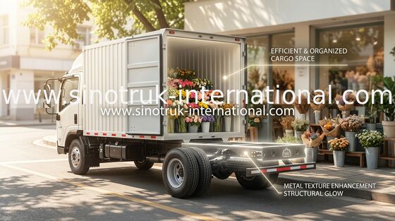 HOWO Small Goods Transporting Light Duty Trucks Two Sits Single Berth With A / C Chassis LHD