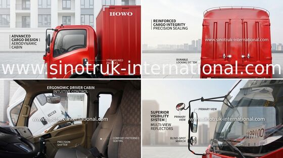 SINOTRUK HOWO 16 Tons Light Duty Trucks LHD 140HP , Box Van Truck ZZ1167G3815C1