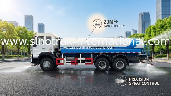 5000 Gallon Water Tank Truck SINOTRUK 11.00R20 Radial Tyre 9920 × 2496 × 3550 Mm