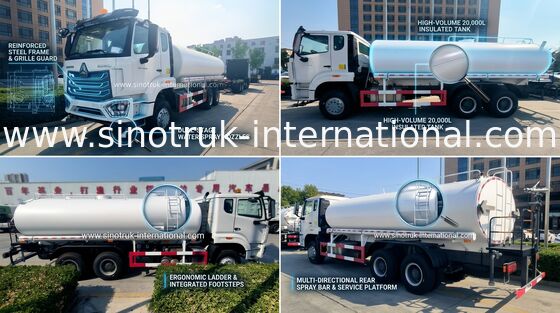 Sinotruk Howo Sprinkler Water Tank Truck 10-25CBM 6 X 4 N7