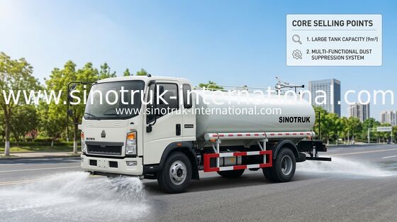SINOTRUK Light Water Tank Truck LHD 5-8CBM Spraying Range Wide