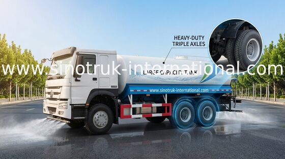 SINOTRUK HOWO Water Tank Truck 6x4 LHD 15-20CBM Spraying Range Wide