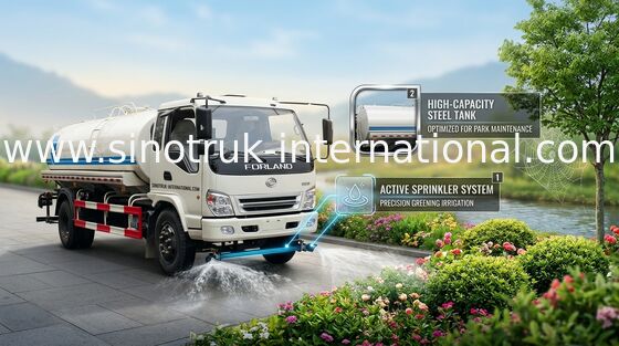 Professional 7CBM Water Tank Truck For Urban Landscaping / Guardrail Washing
