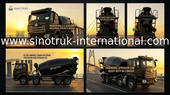 HOWO Mixer Truck 12CBM 380HP H77L Cabin Black