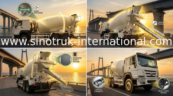 HOWO SINOTRUK Concrete Mixer Truck 10CBM 371HP 6X4 LHD Stable and efficient