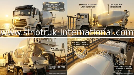Sinotruk Howo N7 Concrete Mixer Truck 6-10CBM 6 X 4 Euro 2 Mixing Plant