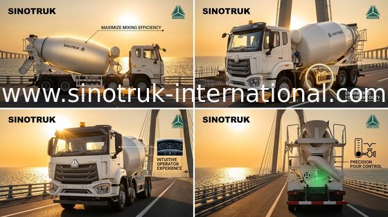 HOWO SINOTRUK Concrete Mixer Truck White 10CBM 380HP 8X4 RHD