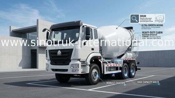 Industrial Concrete Mixer Truck , Ready Mix Concrete Trailer RHD 6X4