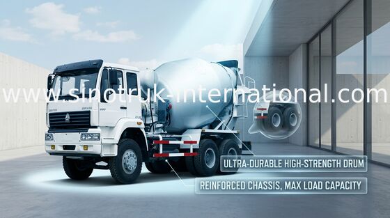 Large Ready Mix Concrete Trailer 290HP 6X4 Cement Mixing Truck , SGS