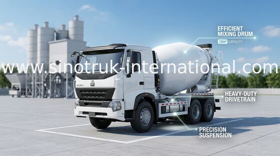 336HP 6X4 LHD A7 Concrete Mixer Truck 9CBM , Wear Resistant Tank Cement Truck Mixer