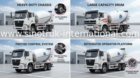 Drum Trailer Concrete Mixer 10CBM 290HP 6X4 RHD Pump Concrete Truck