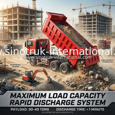 High Efficiency 6×4 HOWO TX Tipper Truck | Red Body, 400HP Engine, 20CBM Container, 60 Tons Heavy-Duty Transport