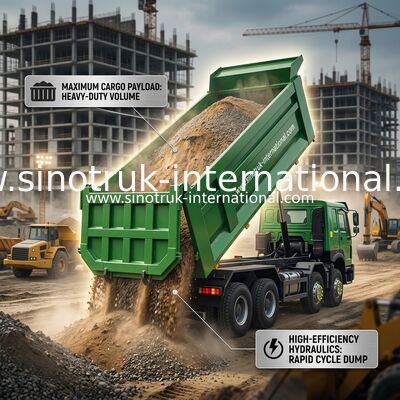 SINOTRUK HOWO 400HP 8X4 Tipper Dump Truck Construction Old Front Face Ghost Face cab Military Bumper  U Type Container