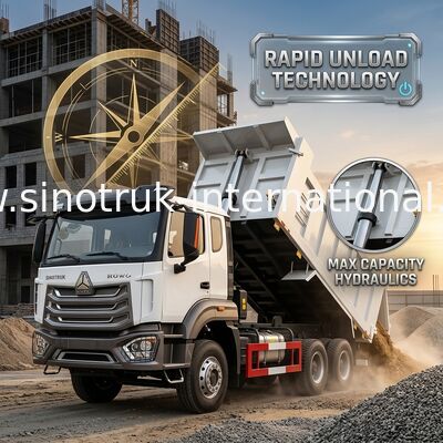 2 Passengers Sinotruk Hohan Tipper Dump Truck Weichai Engine 6 × 4 LHD 380HP With Manual Transmission Type