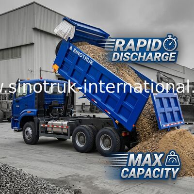 Powerful Versatile HOWO 6x4 380HP Blue Dump Truck With 20CBM Square Cargo Box And Waterproof Tarp Flip Cove