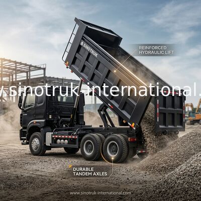 HOWO NX 380HP RHD Black Tipper Dump Truck With Tarpaulin Flap