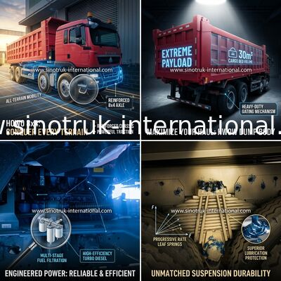 Sinotruk Howo Tipper Dump Truck Tx 400Hp Euro 2 8 × 4  Lhd 12 Wheels Red