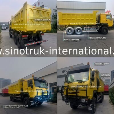 Sinotruk Howo Tipper Dump Truck 6 × 6 All Wheel Drive With 14.00R20 Single Tyre 380Hp