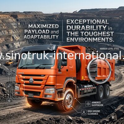 Sinotruk Howo Tipper Dump Truck 400Hp 8 × 4  Rhd 12 Wheels Big Tray 7600mm