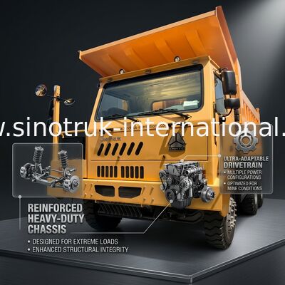 Sinotruk Howo Mining Tipper Dump Truck 90Tons 6 × 4 High Strength Steel Cargo Body
