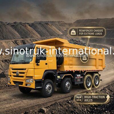 Sinotruk Howo Tipper Dump Truck 8 × 4  Lhd 12 Wheels U Shape Tipper Body Euro 2