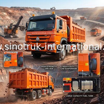 400HP Orange HOWO Tipper Truck RHD 6×4 10 Wheels High Horsepower