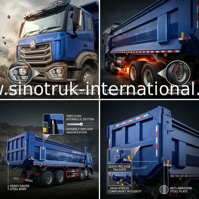 RHD 8×4 10wheels 380HP Blue HOWO Tipper Truck High Horsepower