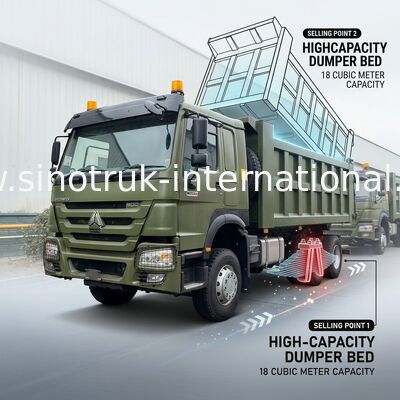 RHD 6×4 10wheels ZZ3257V3847B1R 400HP Green HOWO Tipper Truck High Horsepower
