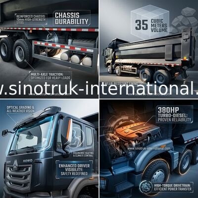 RHD 8×4 12 Wheels HOWO Tipper Truck 380HP