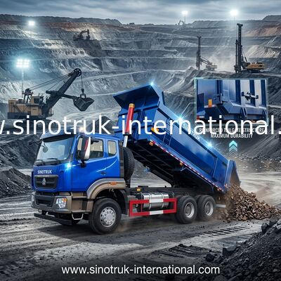 SINOTRUK HOWO Tipper Dump Truck 6 × 4 10 Wheels RHD 380Hp U Type One  Warning Light