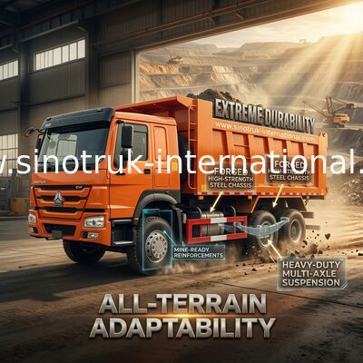 Sinotruk Howo Tipper Dump Truck Weichai 380Hp 6 × 4  5200 - 5800mm For Export