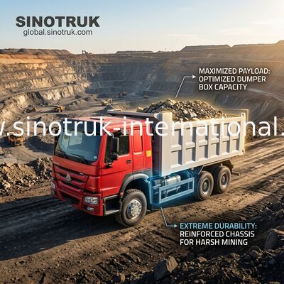 Sinotruk Howo Tipper Dump Truck 400Hp 6 × 4  20CBM Front Lifting Hydraulic Cylinder