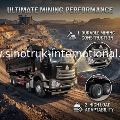 SINOTRUK HOHAN 8×4 Black Tipper Dump Truck For Construction