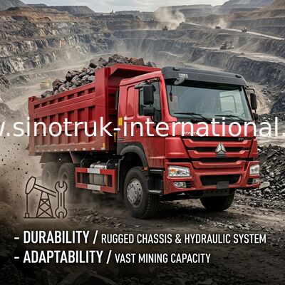 Red HOWO SINOTRUK Dump Truck 10 - 25 Cubic Meter Load 25 - 40t ZZ3257N3847A