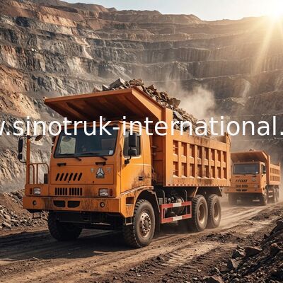 6X4 LHD Mining Tipper Dump Truck 371HP 70 Tons SINOTRUK HOWO For Mining Industry