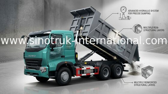 HOWO A7 Construction Dump Tipper Truck , Heavy Dump Truck ZZ3257M3847N1
