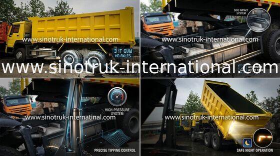 Heavy HOWO Mine Dump Truck , Yellow Dump Truck 30 - 40 Tons 10-25CBM