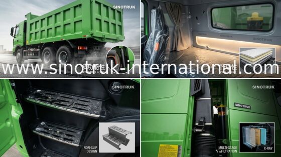 SINOTRUK HOWO Dump Truck A7 Front Lifting Hydraulic System 30 - 40 Tons RHD 6X4