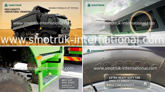 High Loading Capacity Tipper Dump Truck SINOTRUK HOWO Discal Brakes + EVB