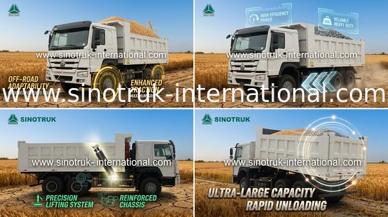 Mining Industry Tipper Dump Truck 10 Wheel 30 - 40Ton HYVA Front Lifiting Cylinder