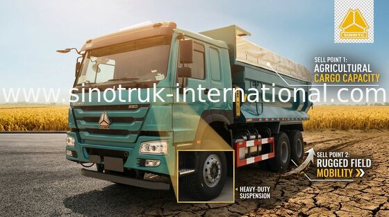25 Tons 6x4 Sinotruk Howo Dump Truck WD615.47 371HP Adjustable Steering Wheel
