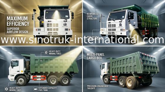 Heavy Duty Tipper Dump Truck LHD With Unilateral High Strength Skeleton Cab