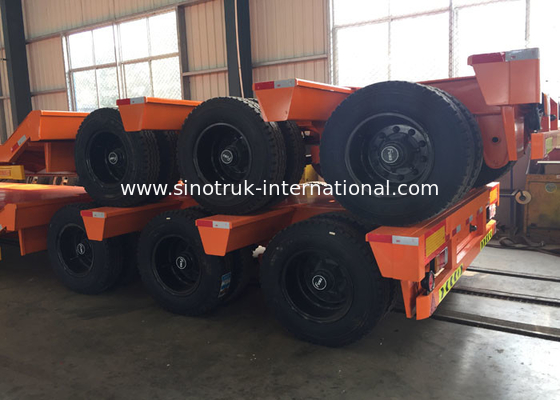 Hydraulic Flatbed Semi Trailer Truck For Construction Loading 80 Tons 17m