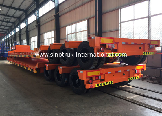 Hydraulic Flatbed Semi Trailer Truck For Construction Loading 80 Tons 17m