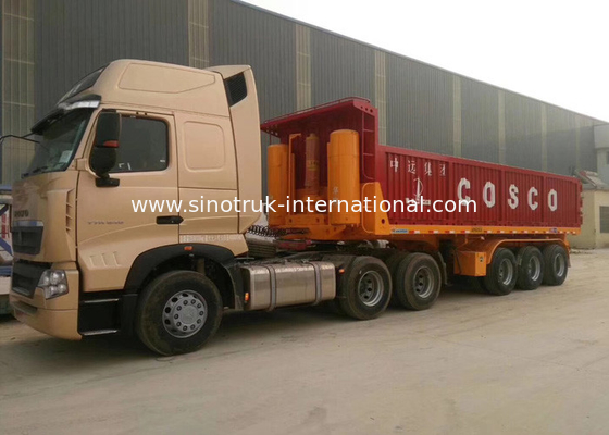 Popular ISO Semi Trailer Truck , Tri Axle Semi Trailer 12000×2500×3880mm