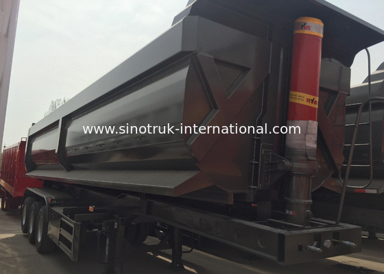 Black Color Hydraulic 3 Axles Semi Truck Flatbed Trailer Transport Cargo