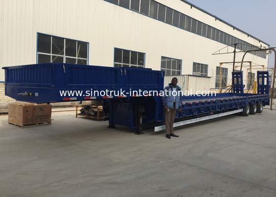 3 Axles 80 Tons 17m Hydraulic Flatbed Trailer For Loading Construction Machines