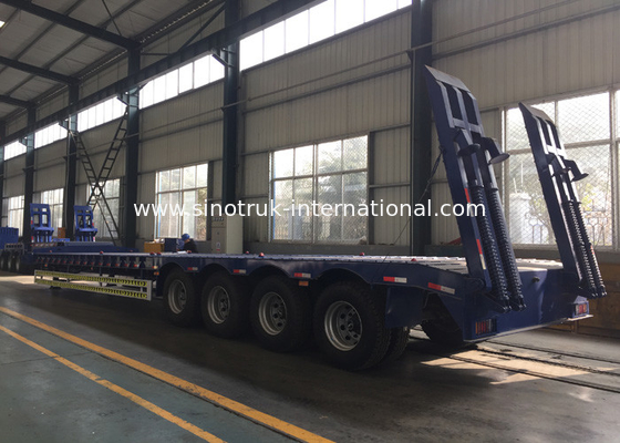 Hydraulic Flatbed Semi Trailer Truck 4 Axles 50-80 Tons Loading Capacity